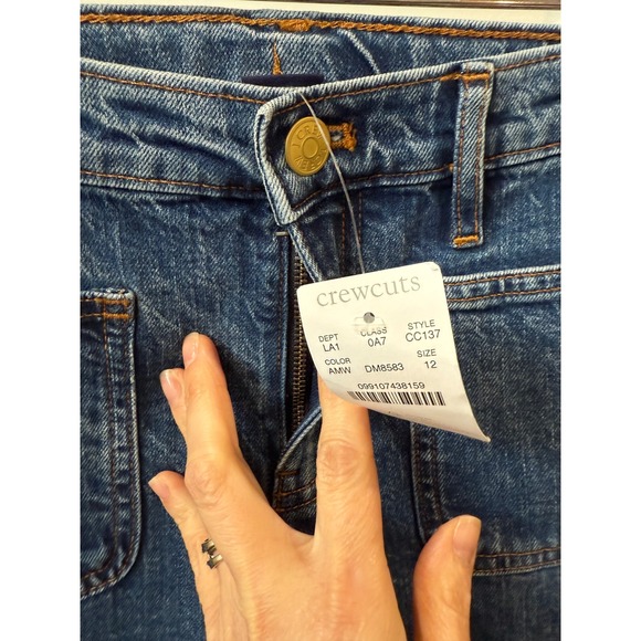 New Dark Wash Crewcuts by J.Crew Kids Size 12 Denim Wide Leg Crop Jeans - Picture 5 of 5